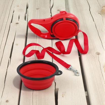 🐾 3-in-1 Dog Leash — Bottle, Bowl & Leash in One!