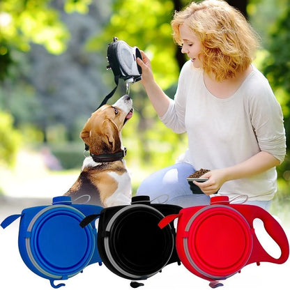 🐾 3-in-1 Dog Leash — Bottle, Bowl & Leash in One!