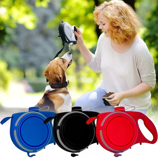 🐾 3-in-1 Dog Leash — Bottle, Bowl & Leash in One!